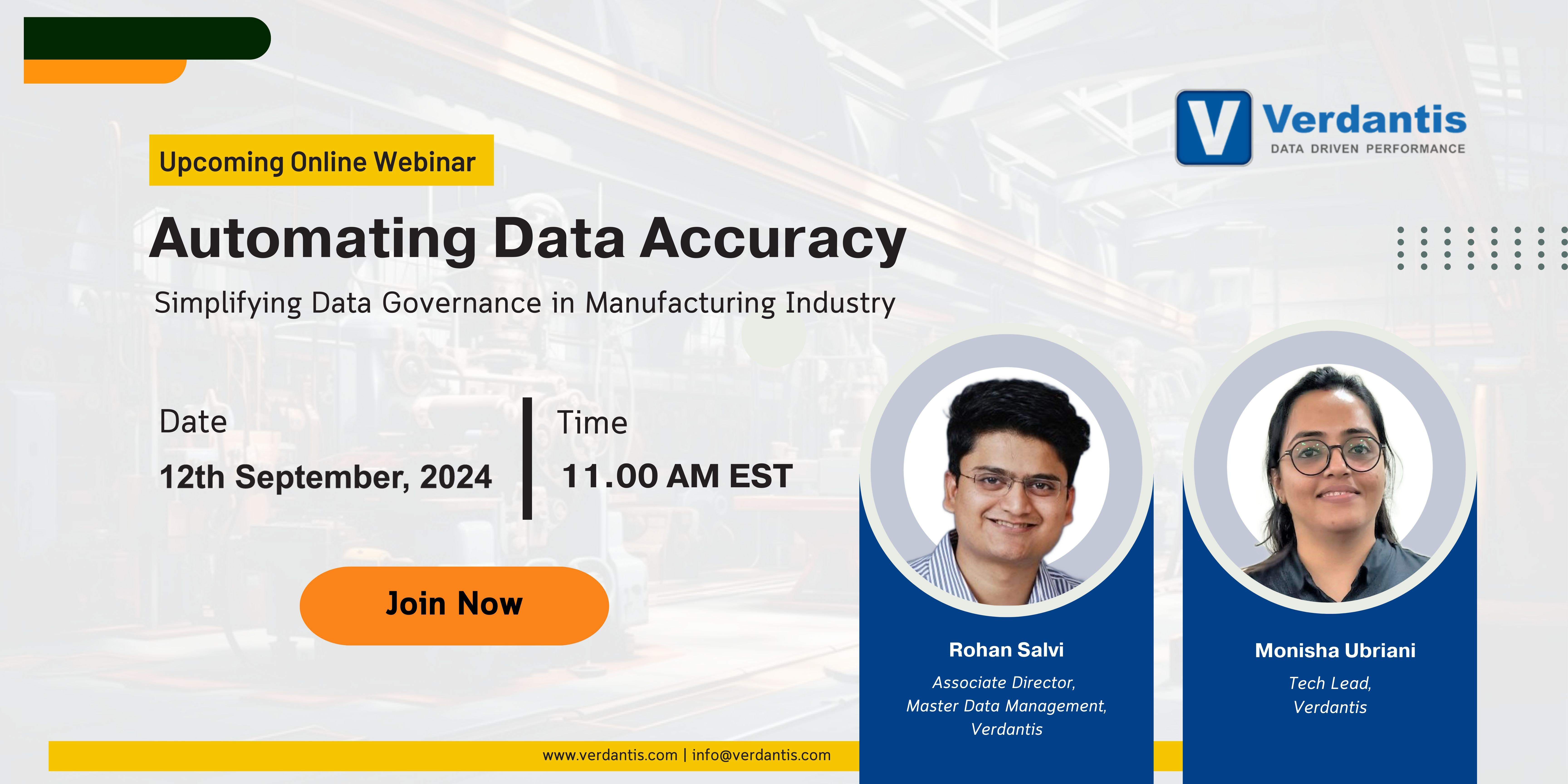 Webinar registration - Automating Data Accuracy: Simplifying Data Governance in Manufacturing
