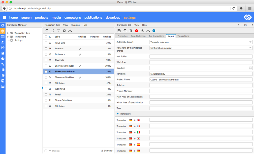 An image showing attribute search and mapping in ContentServ platform
