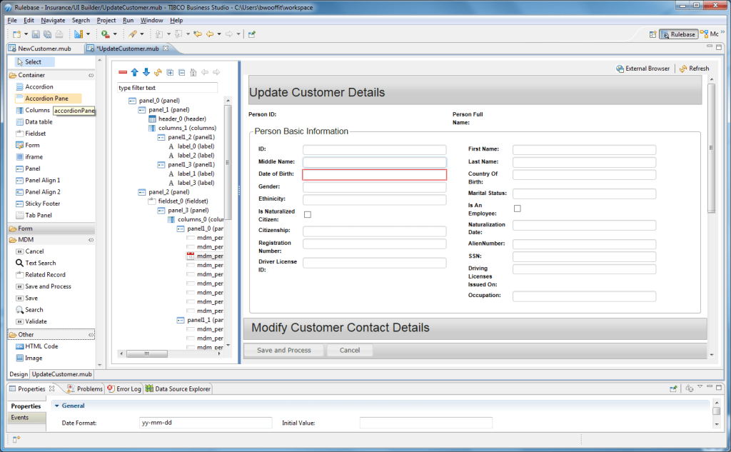 An image showing customer data record maintenance in TIBCO solution