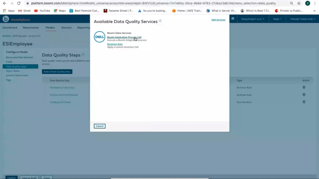 An image showcasing the data quality check steps of Boomi product