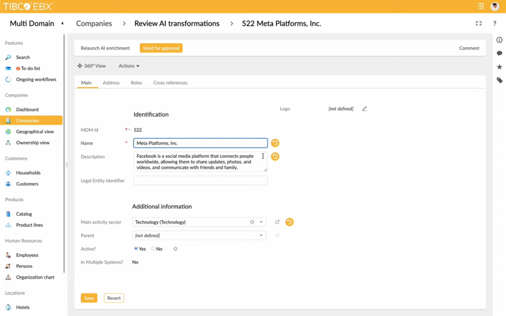 An image showing Multi-domain data management for companies in TIBCO's system