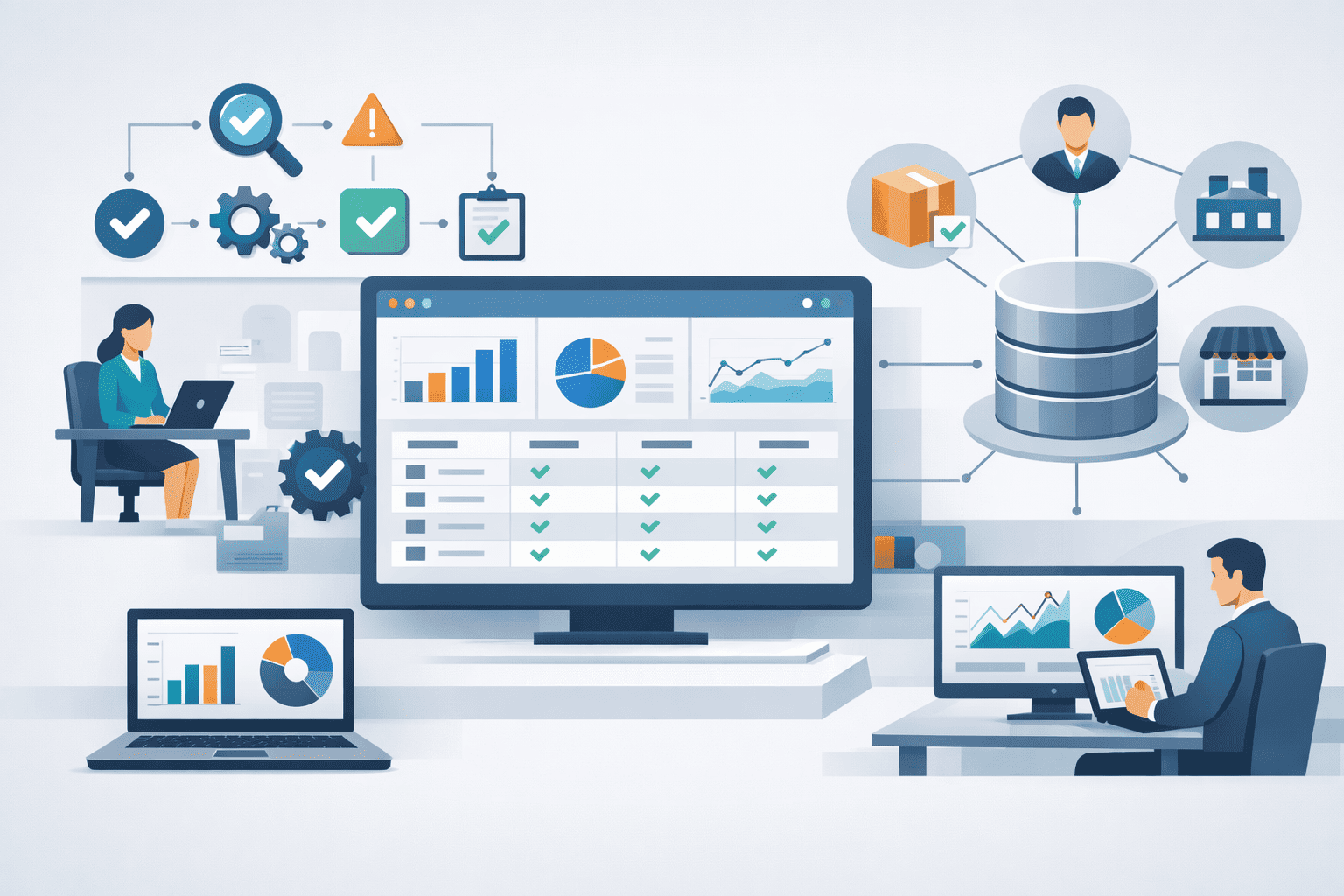 Illustration highlighting reliable master data software capabilities for governance, accuracy, and operational efficiency.