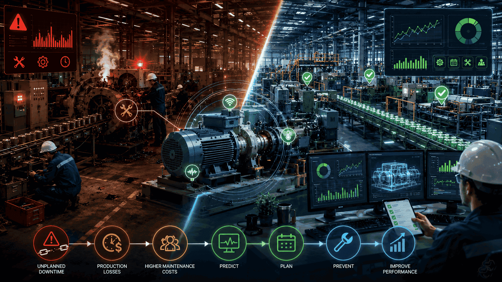 Industrial facility using predictive maintenance, asset monitoring, and maintenance planning technologies to reduce equipment downtime and improve operational performance.